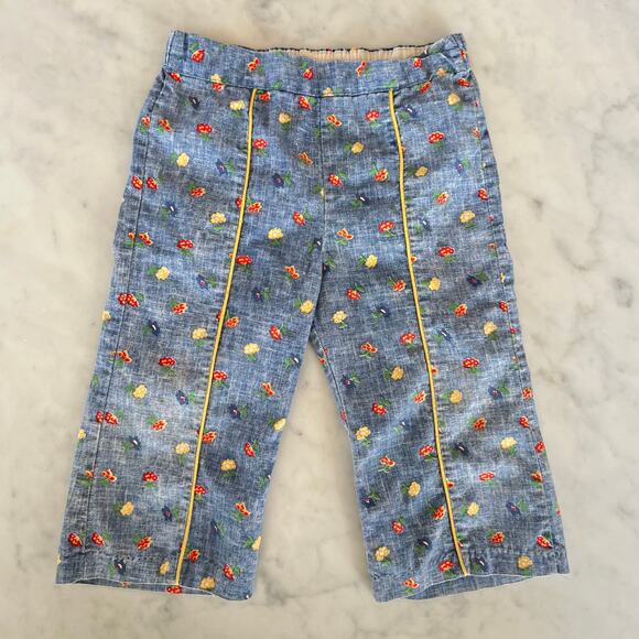 Vintage Other - Vintage Baby Blue Chambray Colorful Floral Pants / 18 - 24 Months